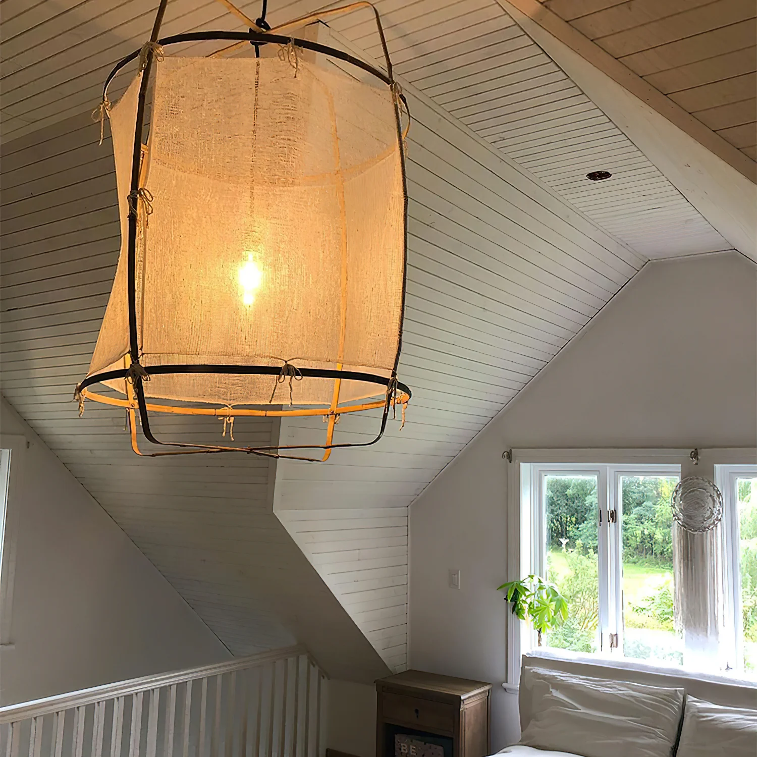 Ozawa Modern Cottage Fabric Pendant Light Shades Living Dining Room Bedroom