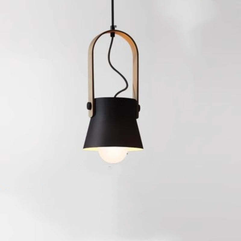Morandi pendant light - Black metal and wood design