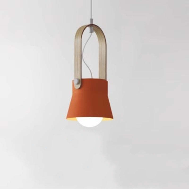 Orange and Wood Morandi Pendant Light for Bedroom