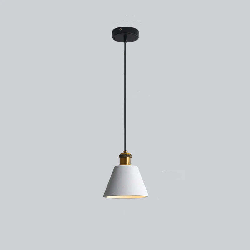 White Morandi pendant light with brass accents