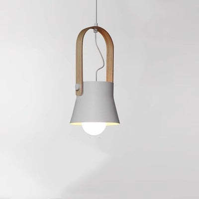 Modern pendant light with wood and metal accents