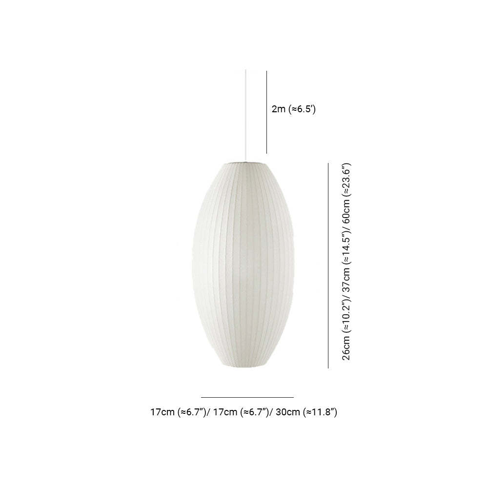 Renée pendant light dimensions, white fabric shade
