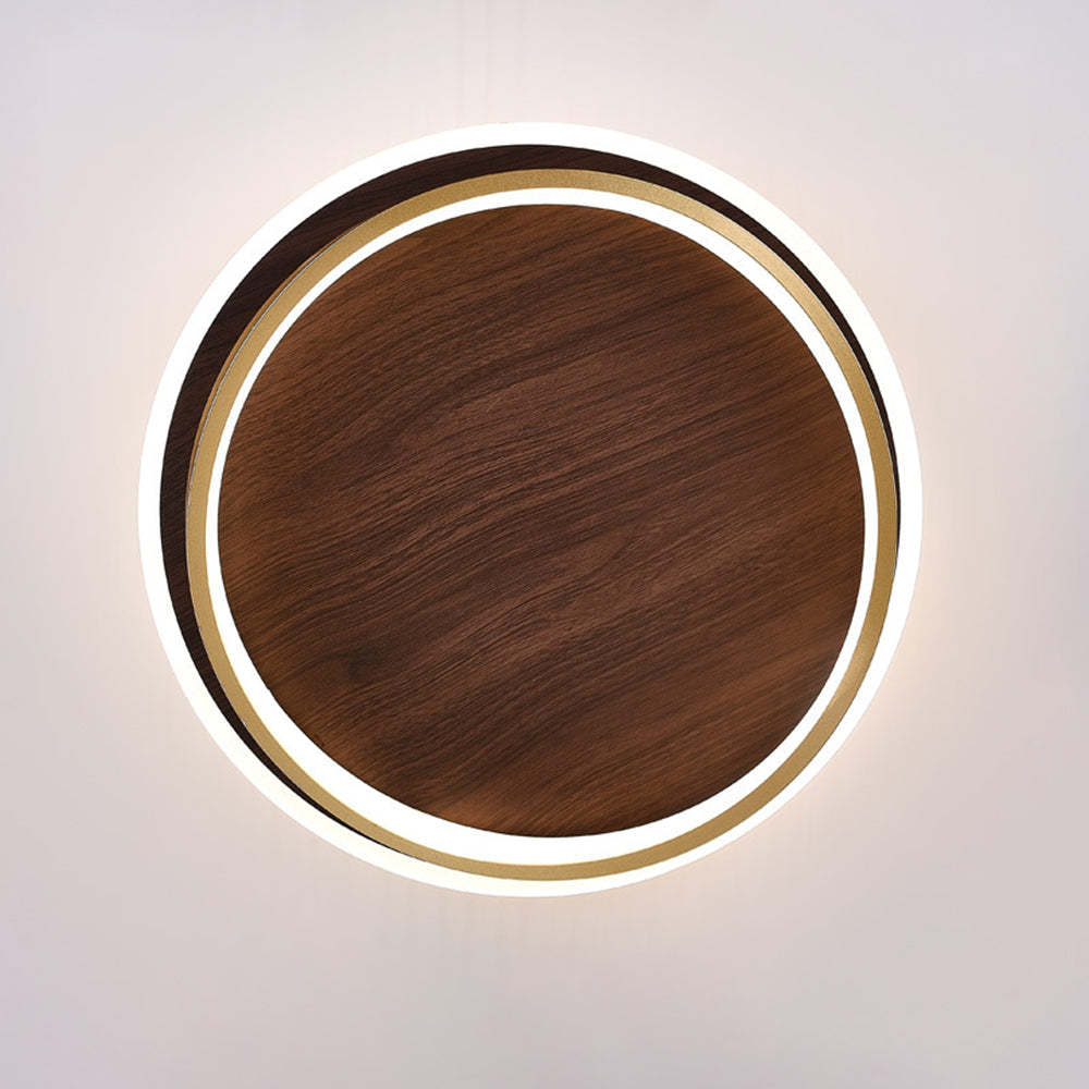 Lacey Modern Round Ceiling Light detail, wood and gold
