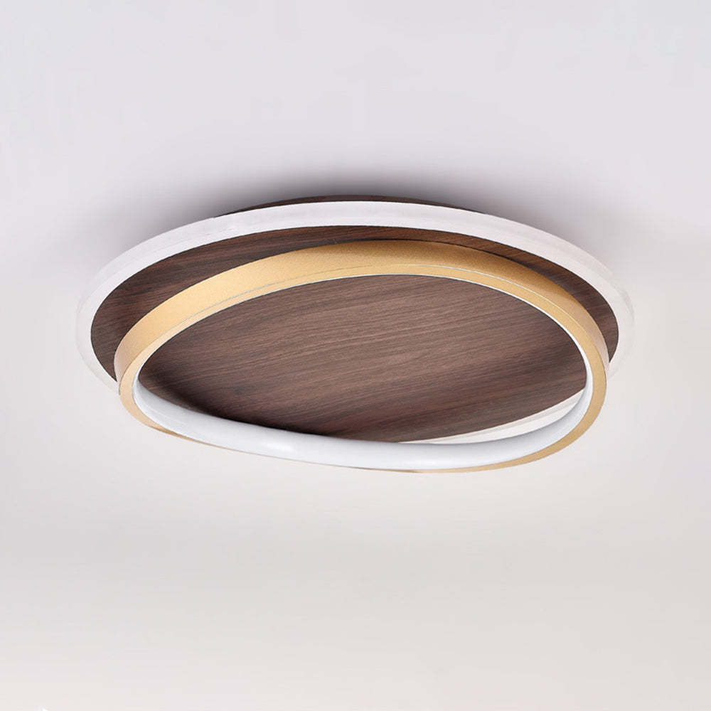 Lacey Round Dimmable Ceiling Light, gold and wood detail