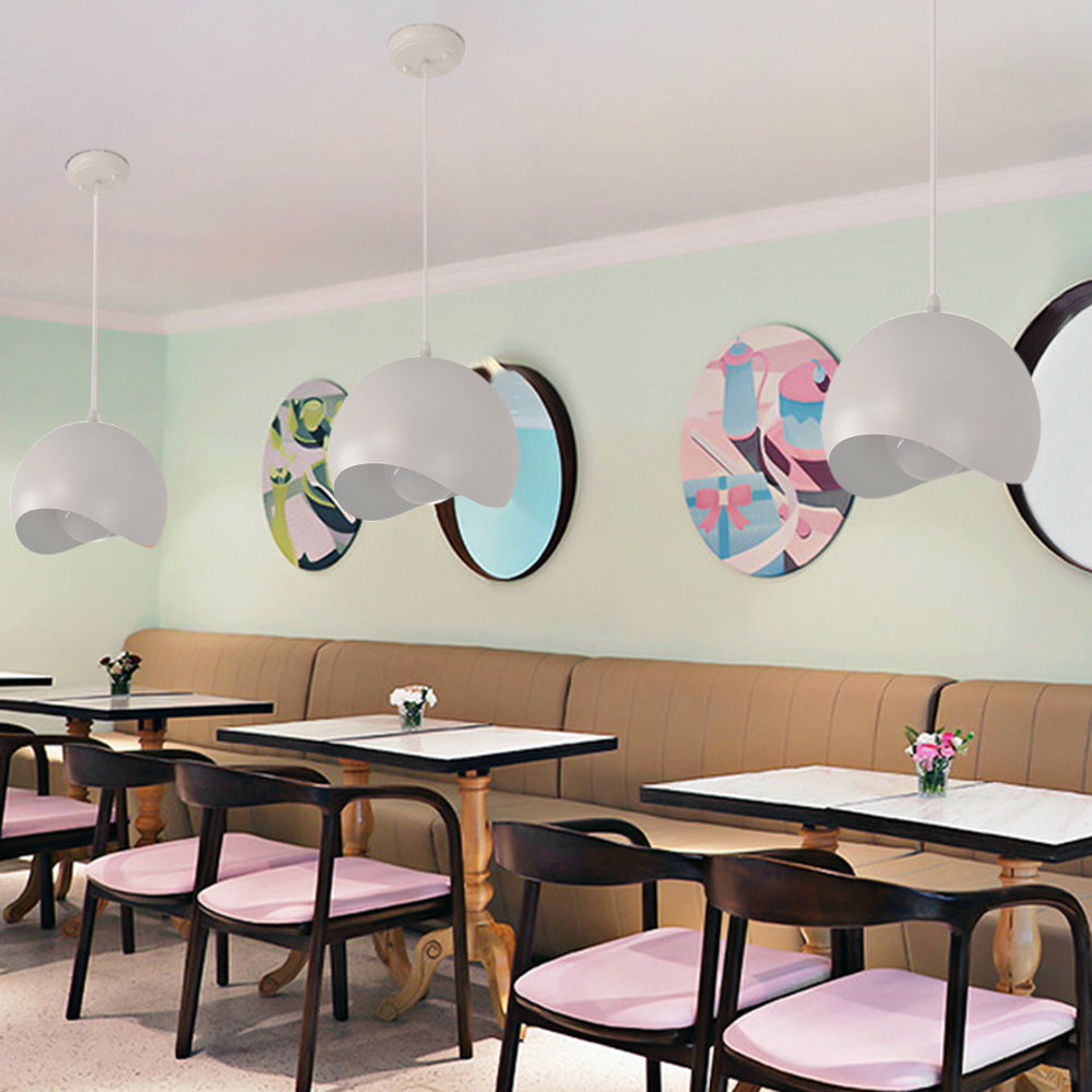 Leilani White Pendant Lights in Cafe Setting