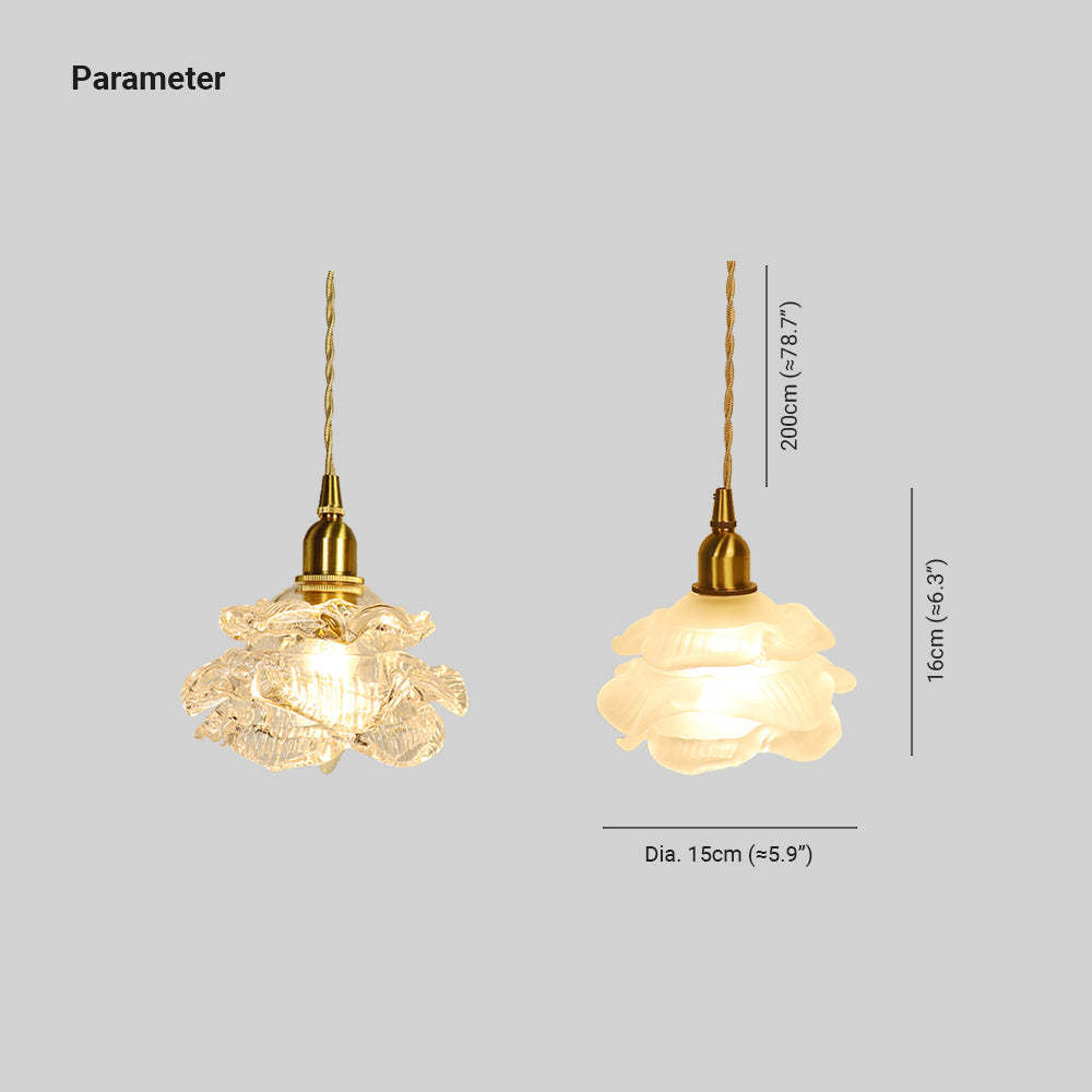 Hailie Romantic Retro Rose Pendant Light Dimensions