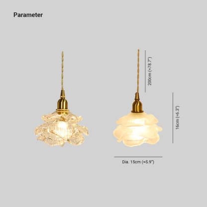 Hailie Romantic Retro Rose Pendant Light Dimensions