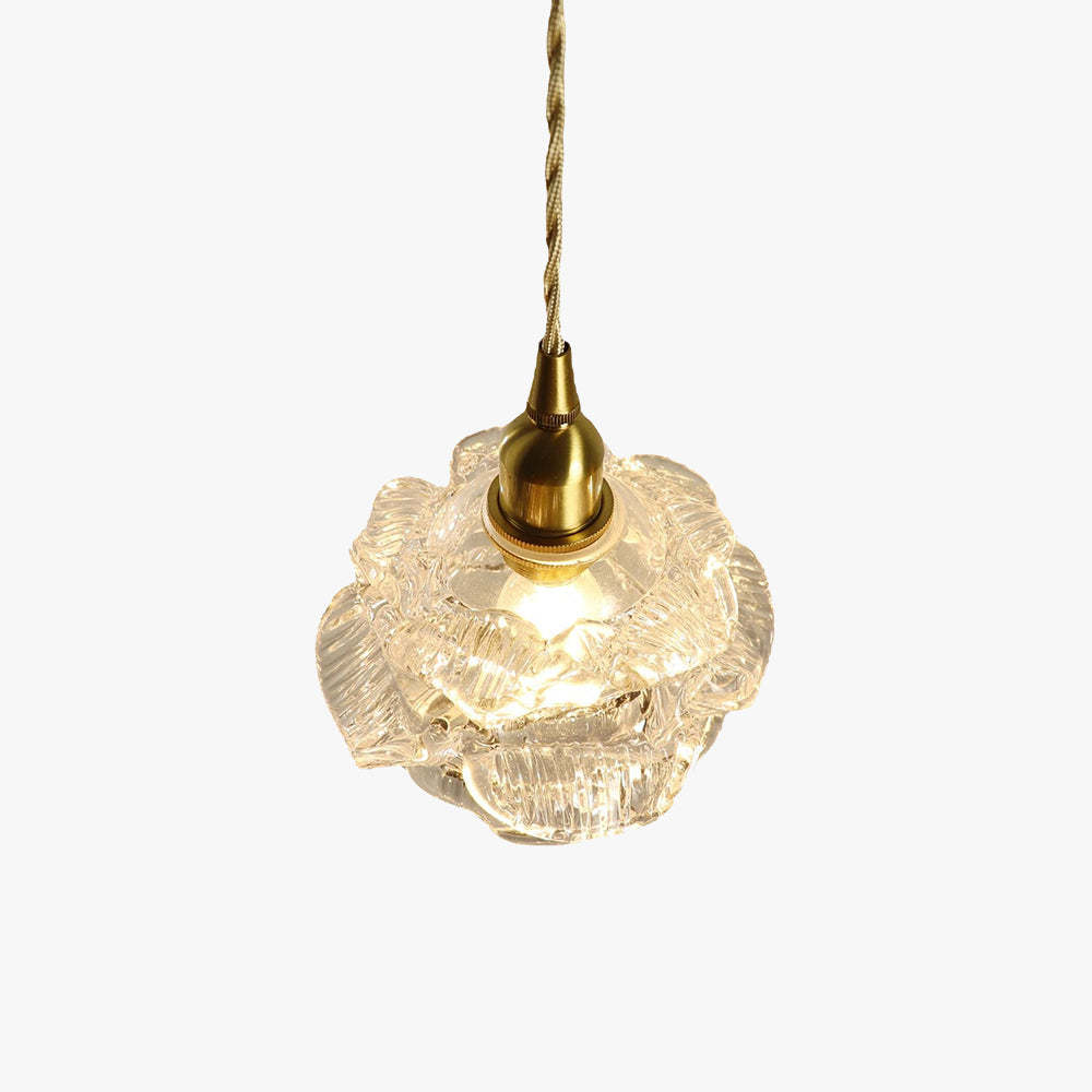 Hailie Romantic Retro Rose Pendant Light - Clear Glass Bedroom