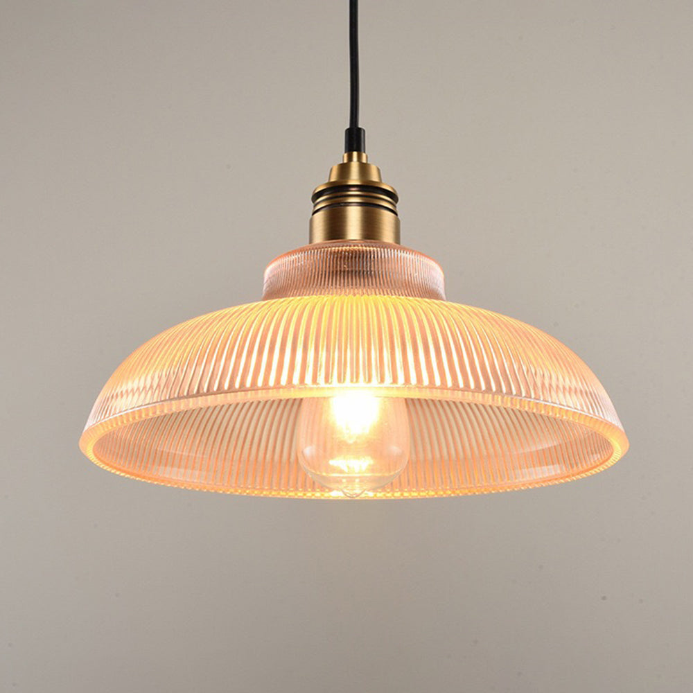 Industrial pendant light with amber glass shade, bedroom or restaurant lighting