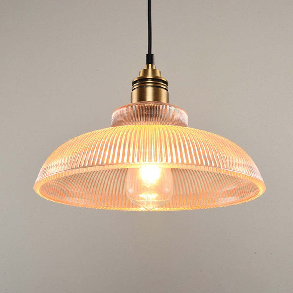 Industrial pendant light with amber glass shade, bedroom or restaurant lighting