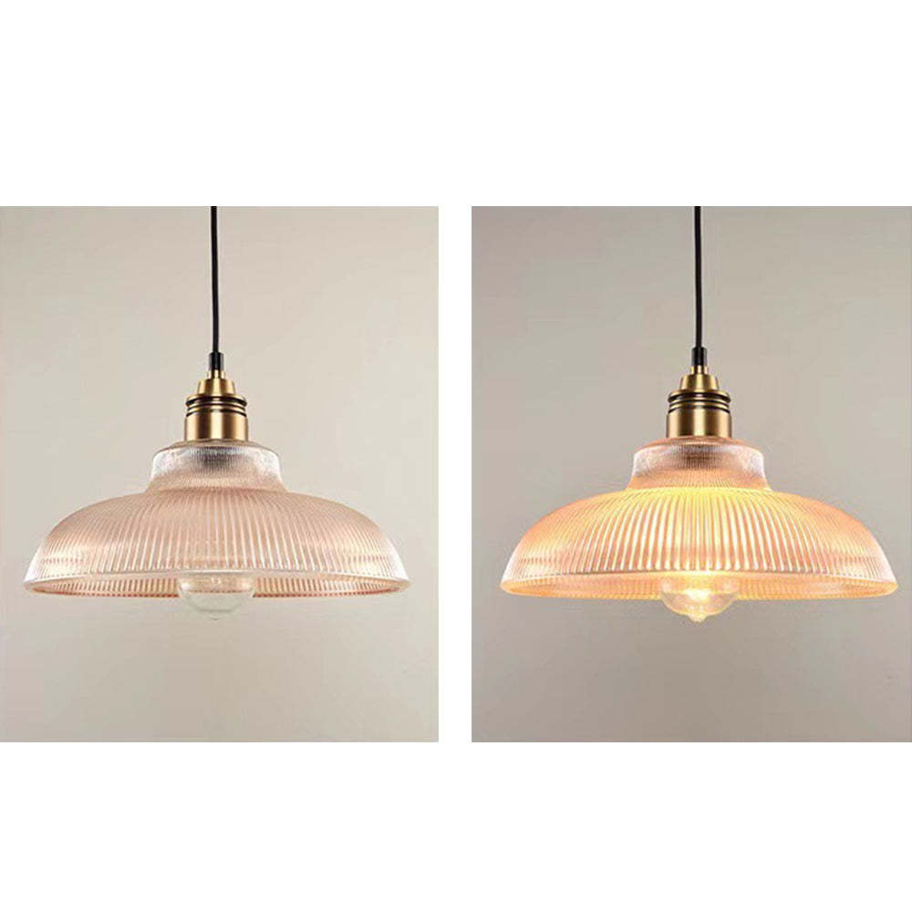 Sanna Industrial LED Pendant Light, Clear or Amber Glass Shade