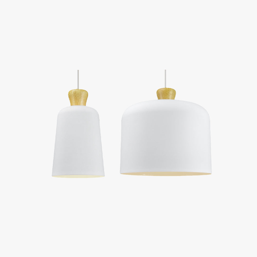 Hailie Minimalism Pendant Light, white with wooden accents