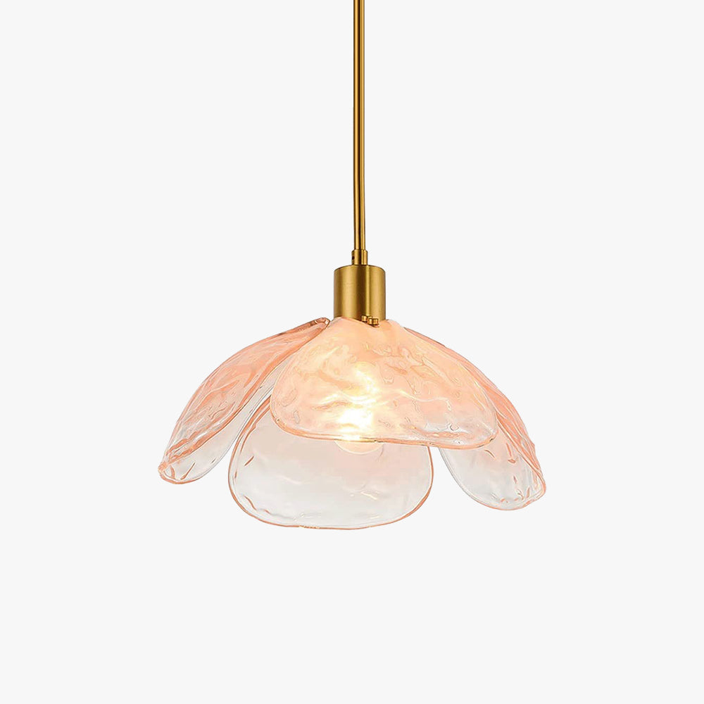 Hailie Modern Pendant Light, Metal and Glass Flower Shape