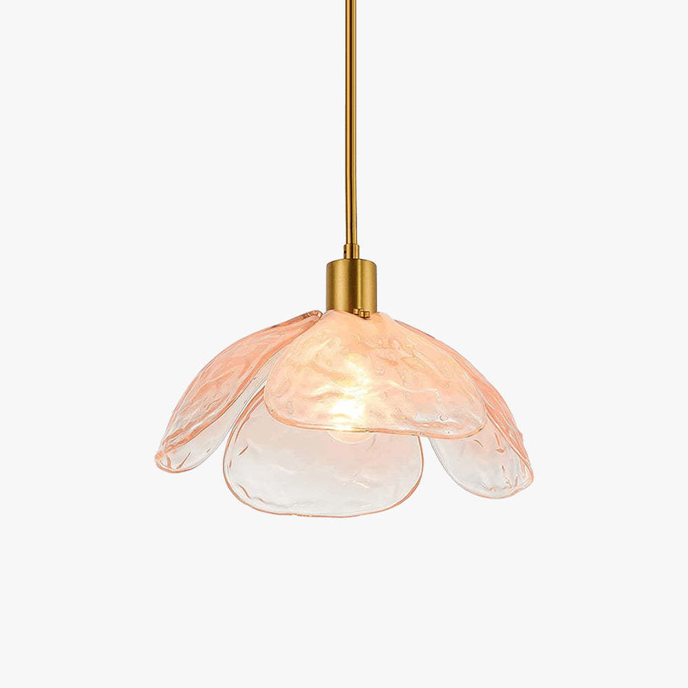 Hailie Modern Pendant Light, Metal and Glass Flower Shape