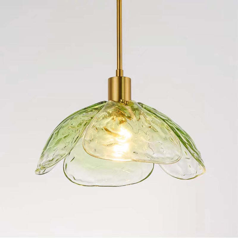 Hailie Modern Pendant Light - Green Glass Flower Shade