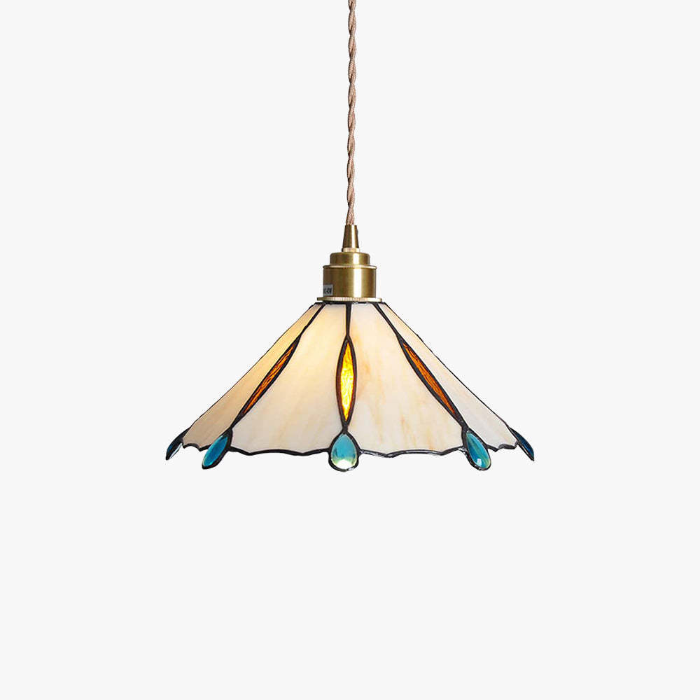 Eryn Vintage Pendant Light with stained glass shade, indoor lighting