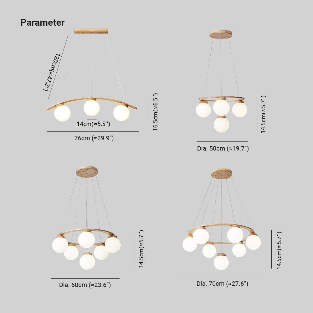 Valentina Pendant Light Dimensions - Wood and Glass