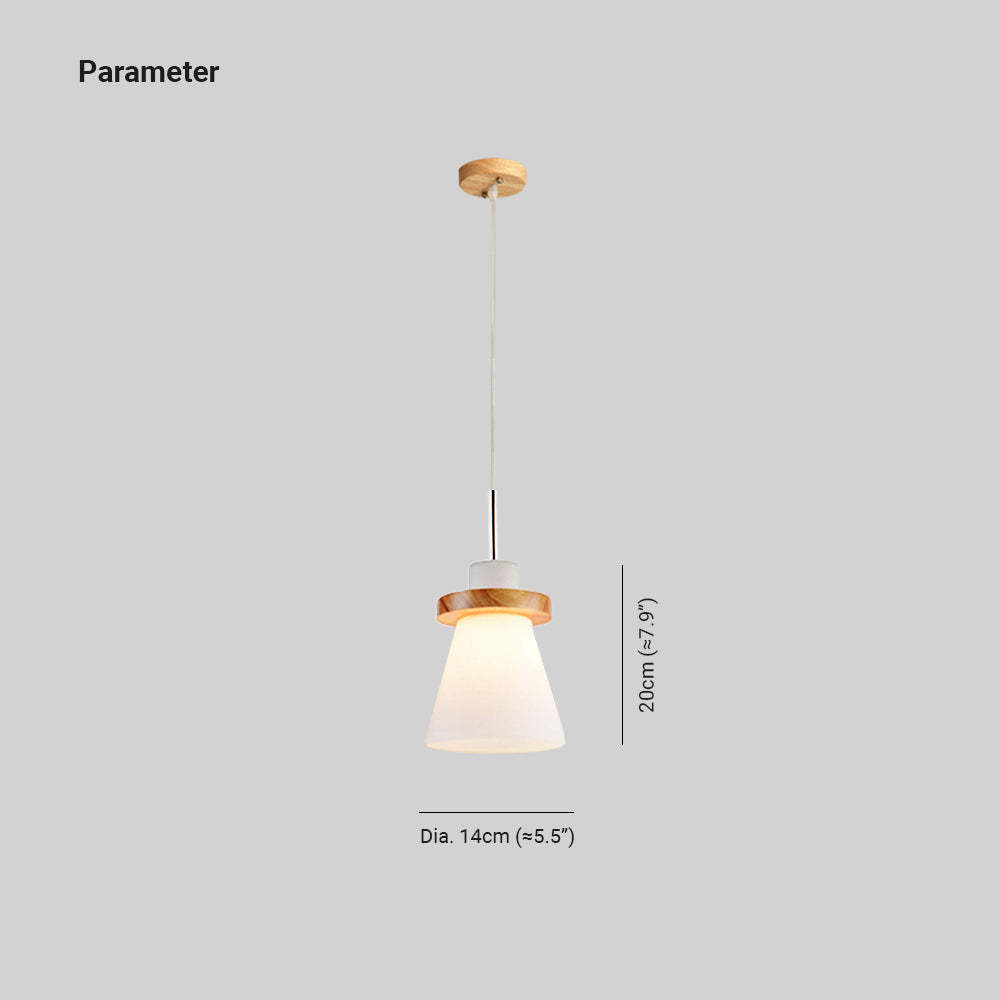 Hailie Pendant Light Dimensions, Wood and Glass