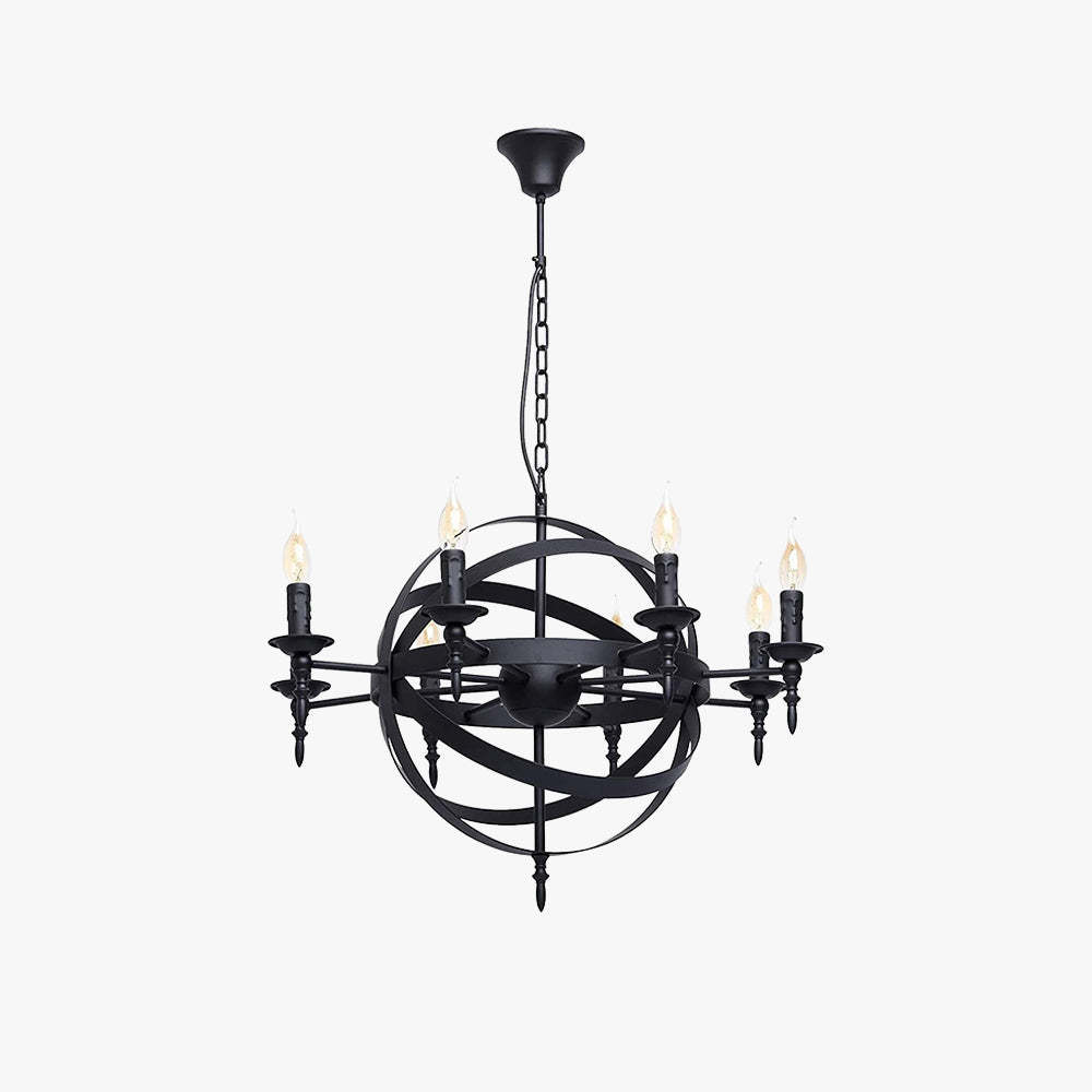 Black Silva Retro Candle LED Chandelier for Dining Room