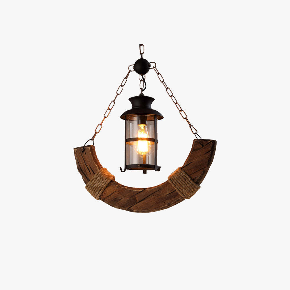 Austin pendant light with wood and rope detail