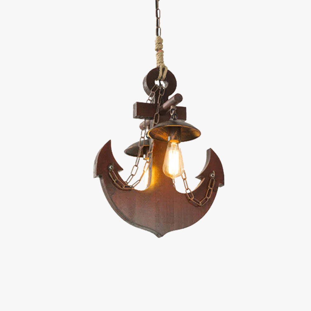 Anchor pendant light, Wooden Austin retro light fixture