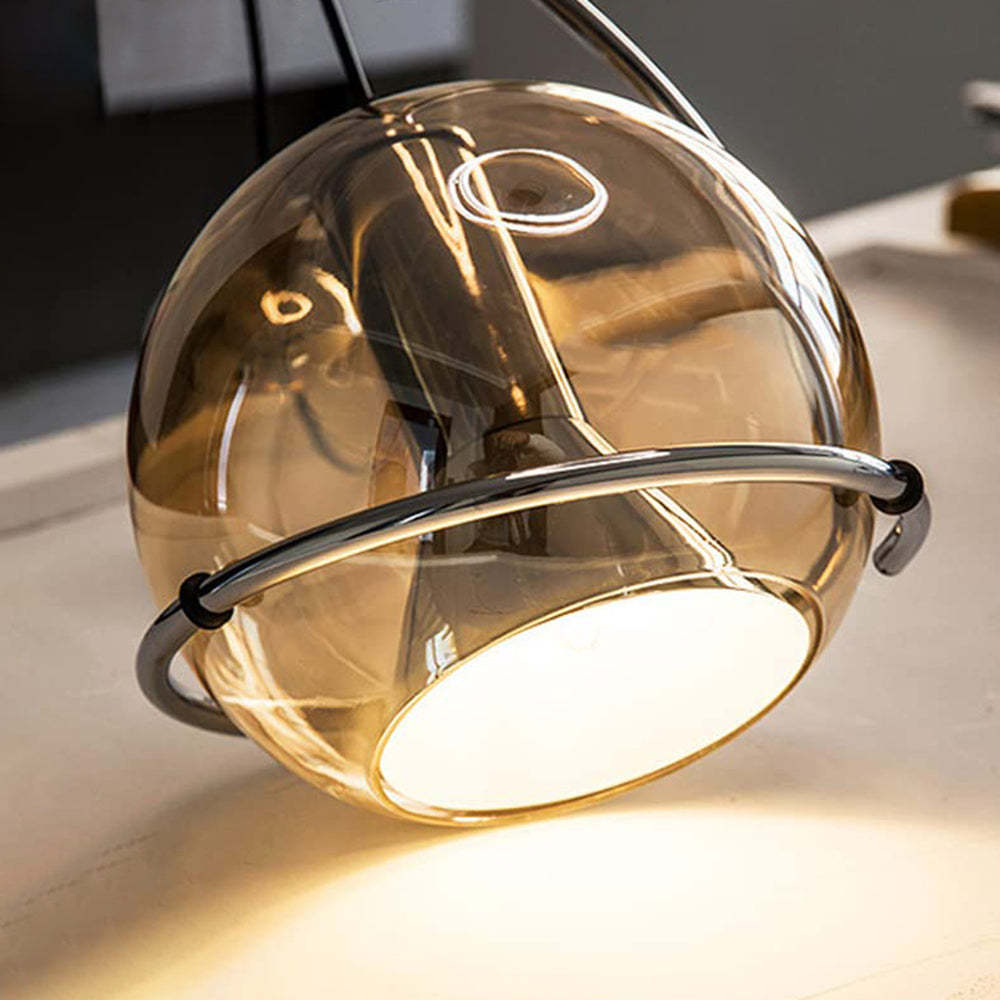 Hailie American Vintage Pendant Light with amber glass shade