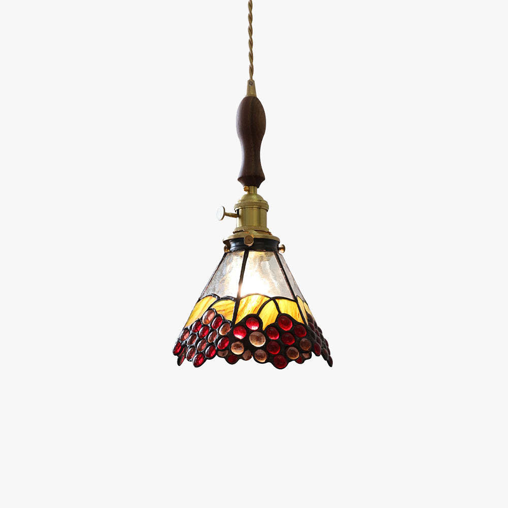 Eryn Vintage Pendant Light with colorful glass shade, bedroom/dining room lighting