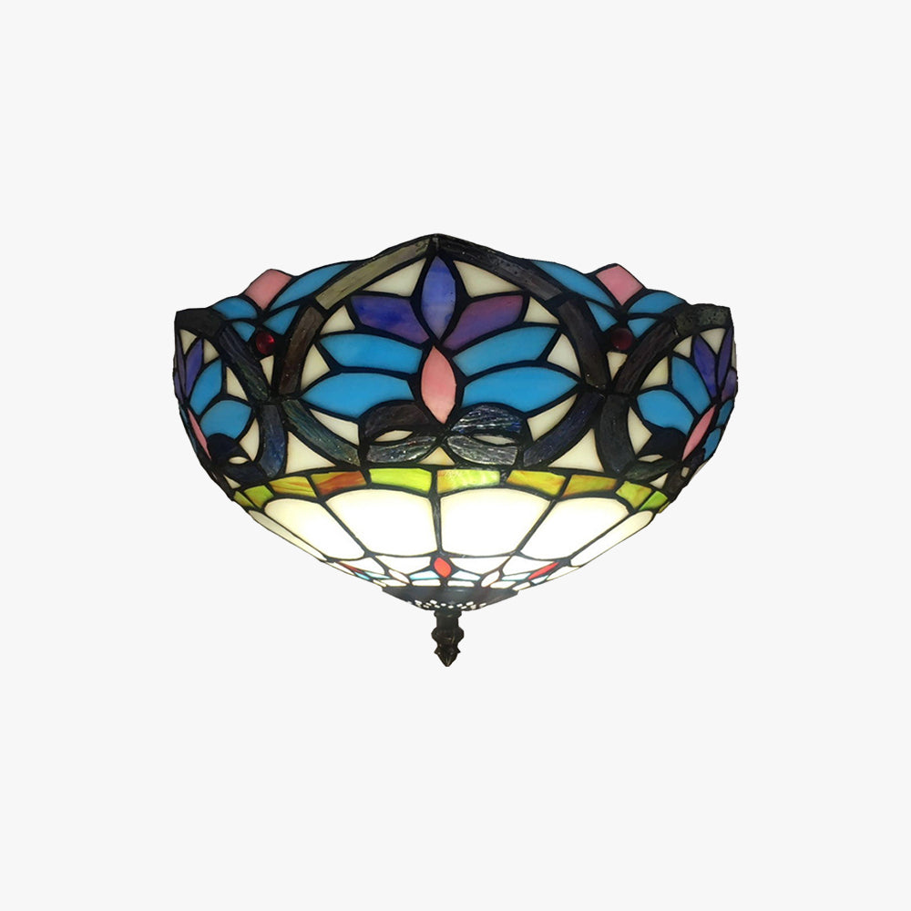 Eryn Designer LED Flush Mount Ceiling Light - Colorful Glass Shade