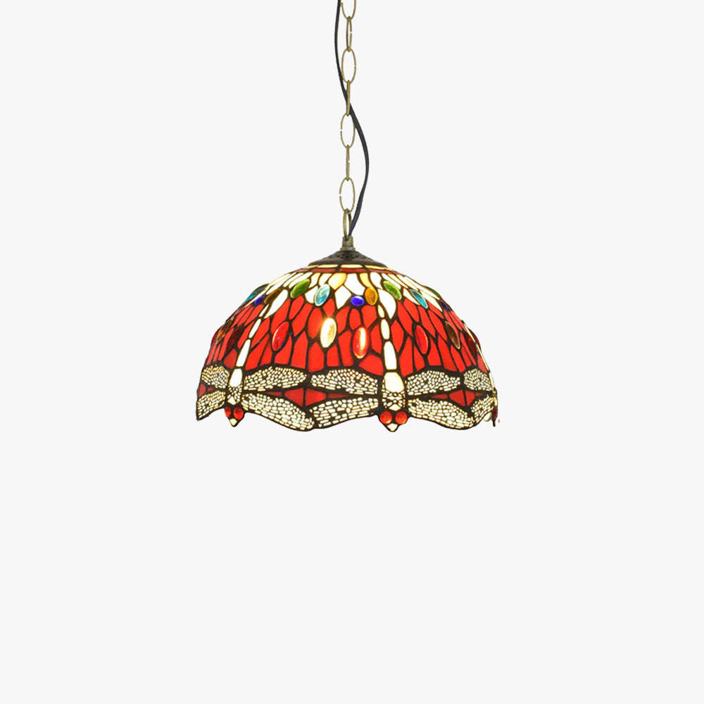 Eryn Vintage LED Red Glass Pendant Light, Living Room/Bedroom