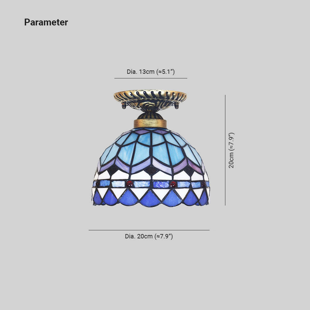 Eryn Vintage LED Blue Flush Mount Ceiling Light Dimensions
