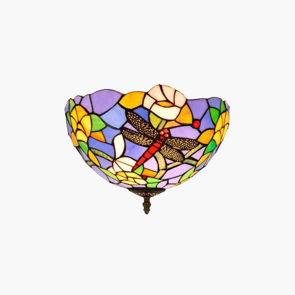 Eryn Vintage Multicolor Glass Ceiling Light - Dragonfly Design