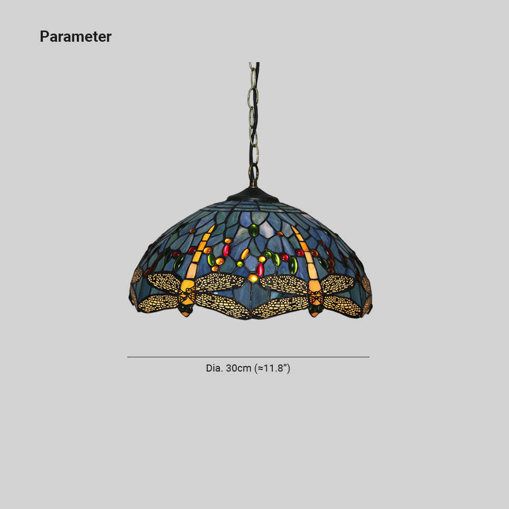 Eryn Vintage Stained Glass Pendant Light, 30cm