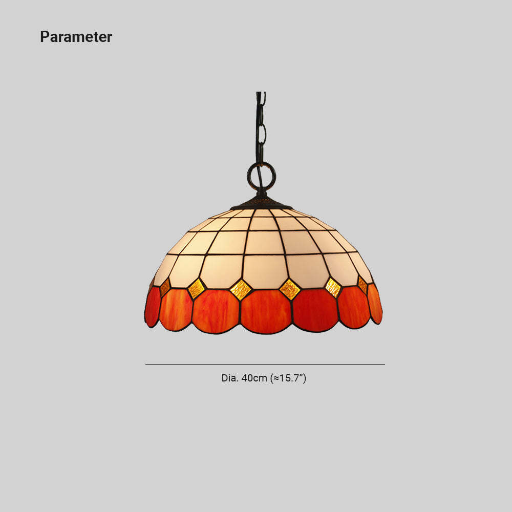 Eryn Luxury Vintage Pendant Light - Dome Glass Shade, 40cm Diameter