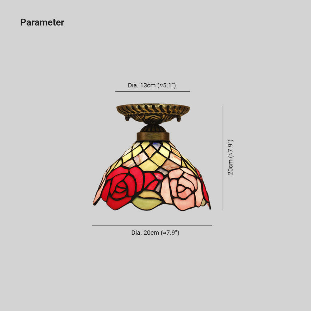 Eryn Vintage Rose Bowl Light Dimensions