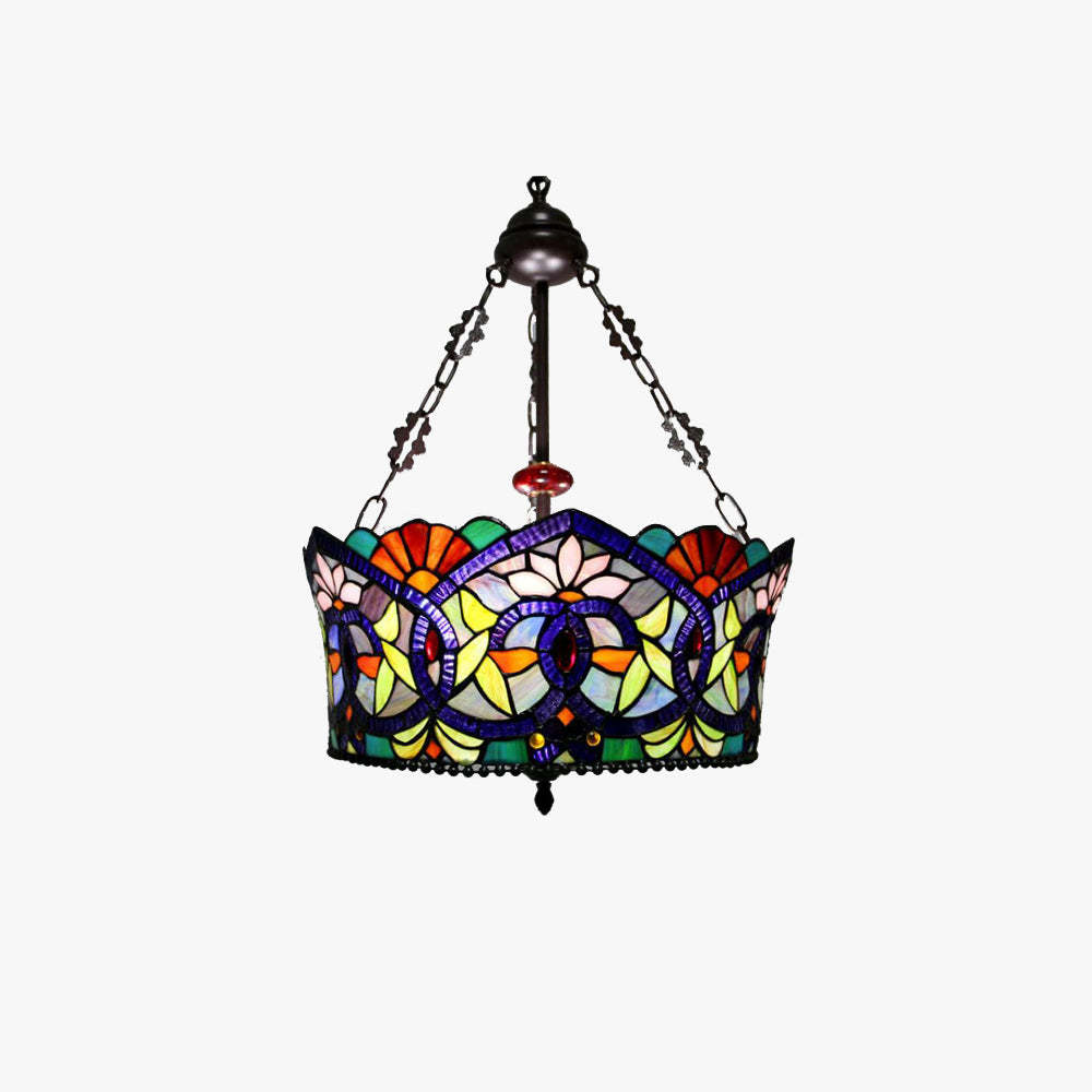 Eryn Vintage Flower LED Pendant Light with Stained Glass