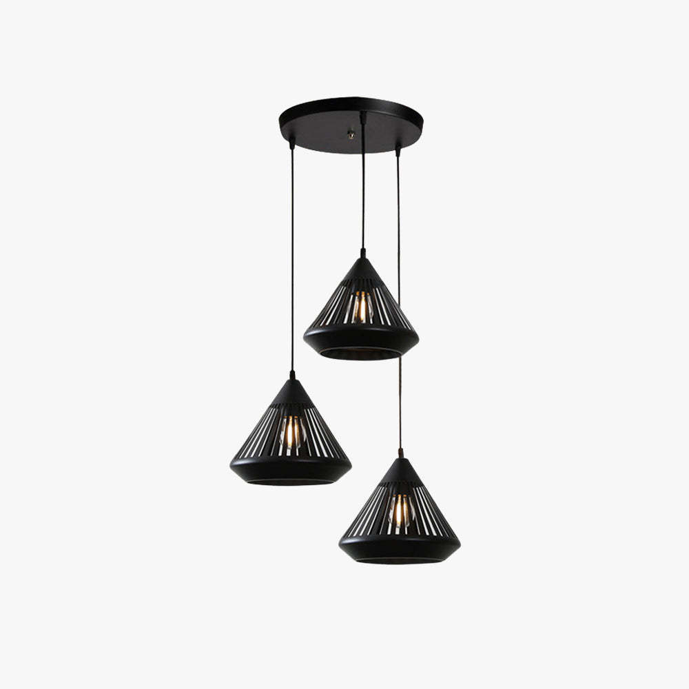 Nazifa Modern Minimalist Pendant Light - Black Conical Chandelier