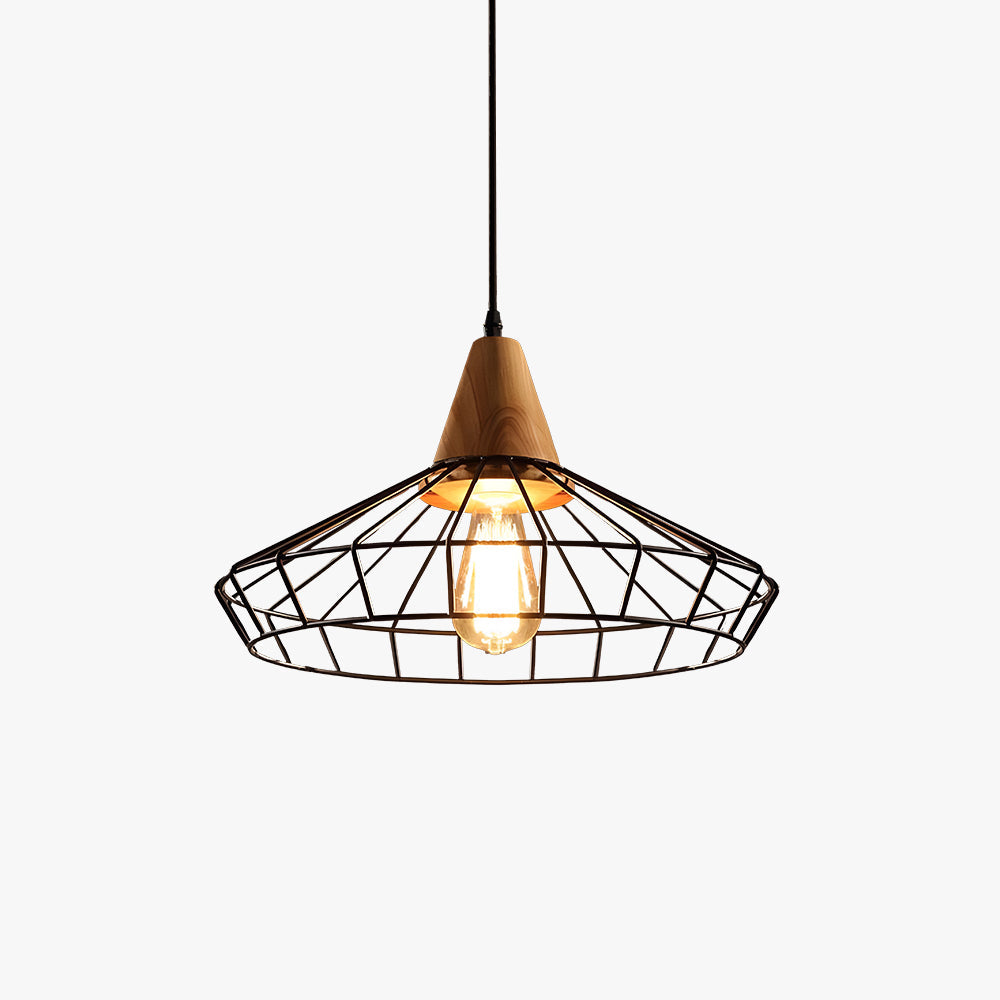 Black metal and wood Alessio pendant light.