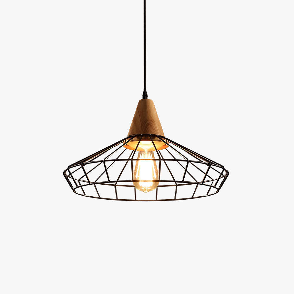 Black metal and wood Alessio pendant light.