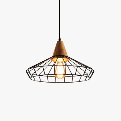 Black metal and wood Alessio pendant light.