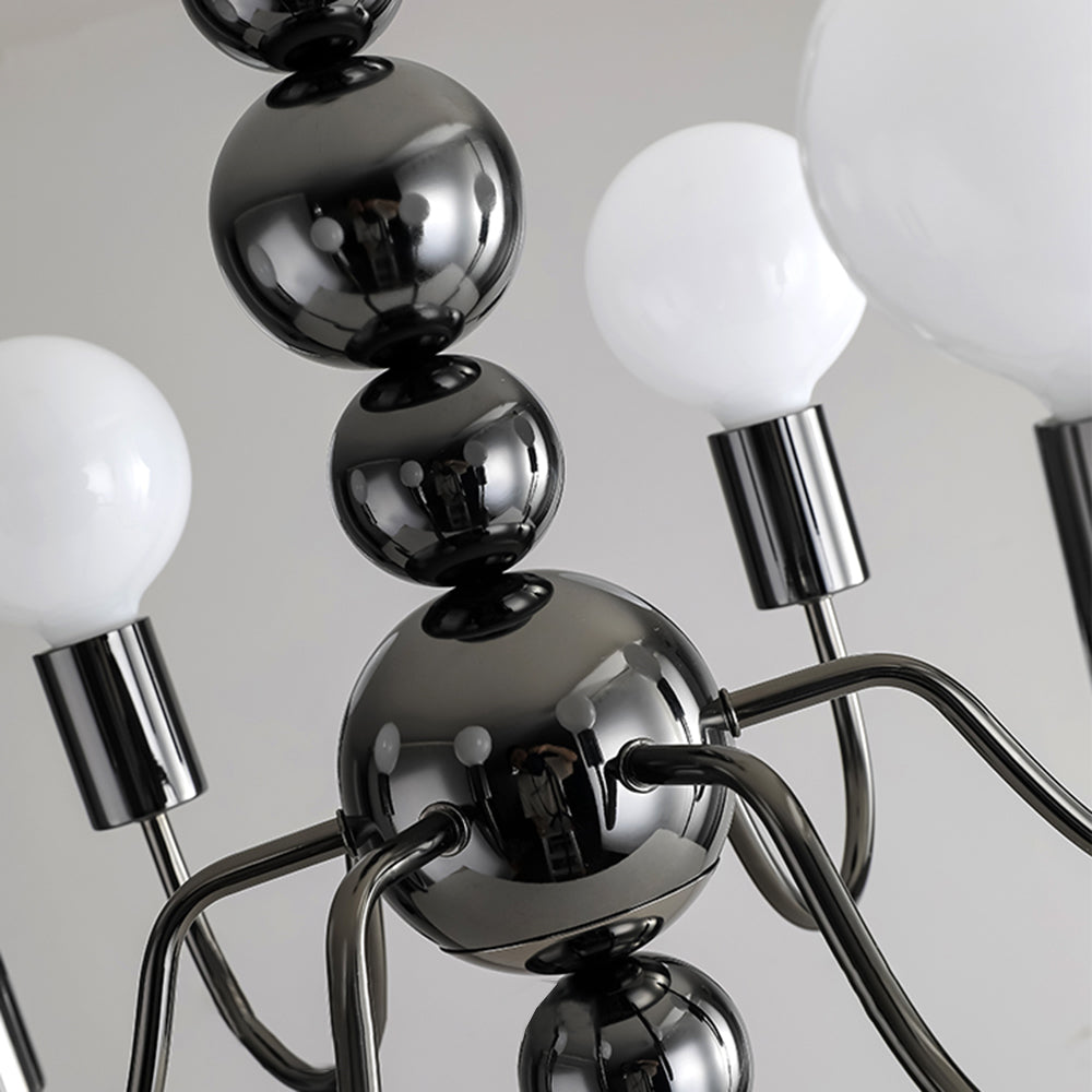 Valentina Medieval Chandelier Black Metal Detail, sphere and bulb