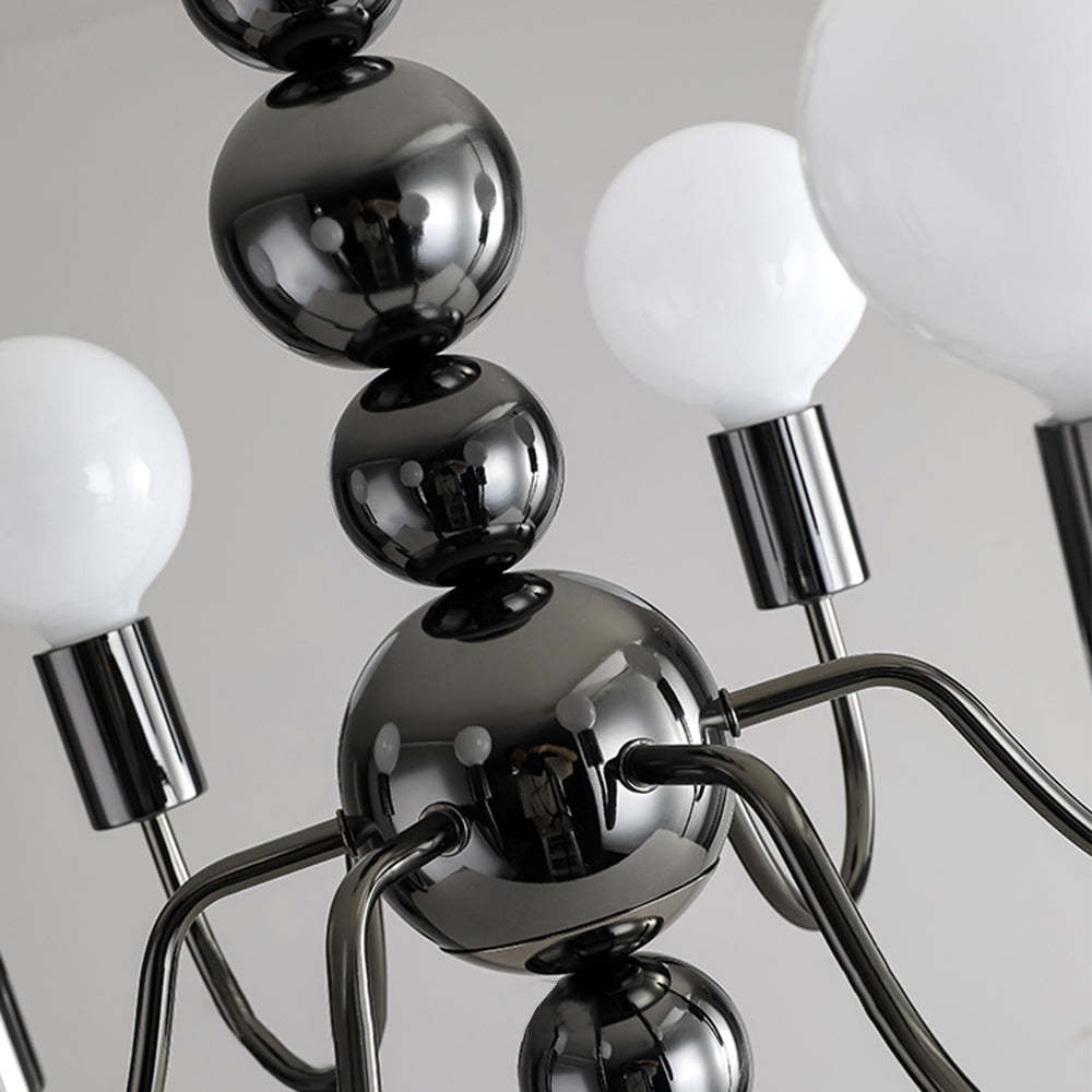 Valentina Medieval Chandelier Black Metal Detail, sphere and bulb