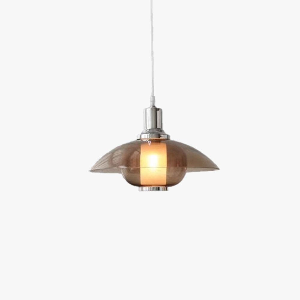 Cairns Modern Round LED Pendant Light in Brown Glass