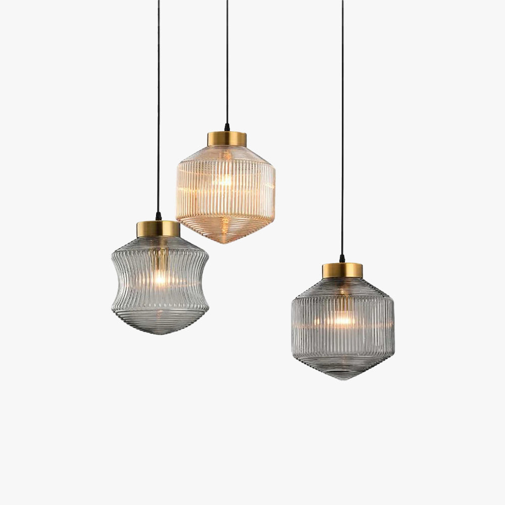 Hailie Modern Pendant Light - Smoke Gray and Amber Glass