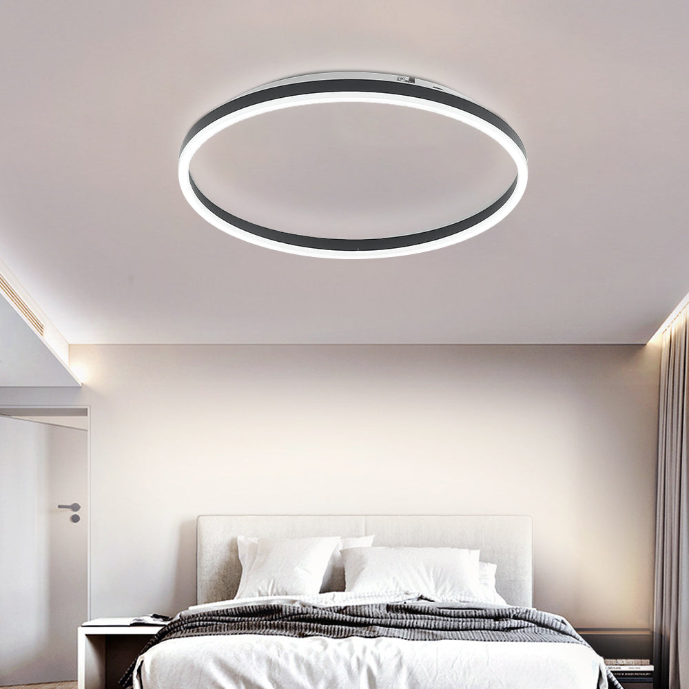 Modern ring ceiling light in bedroom, artistic flush mount