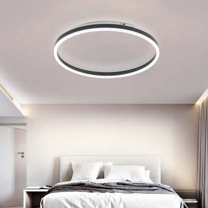 Modern ring ceiling light in bedroom, artistic flush mount