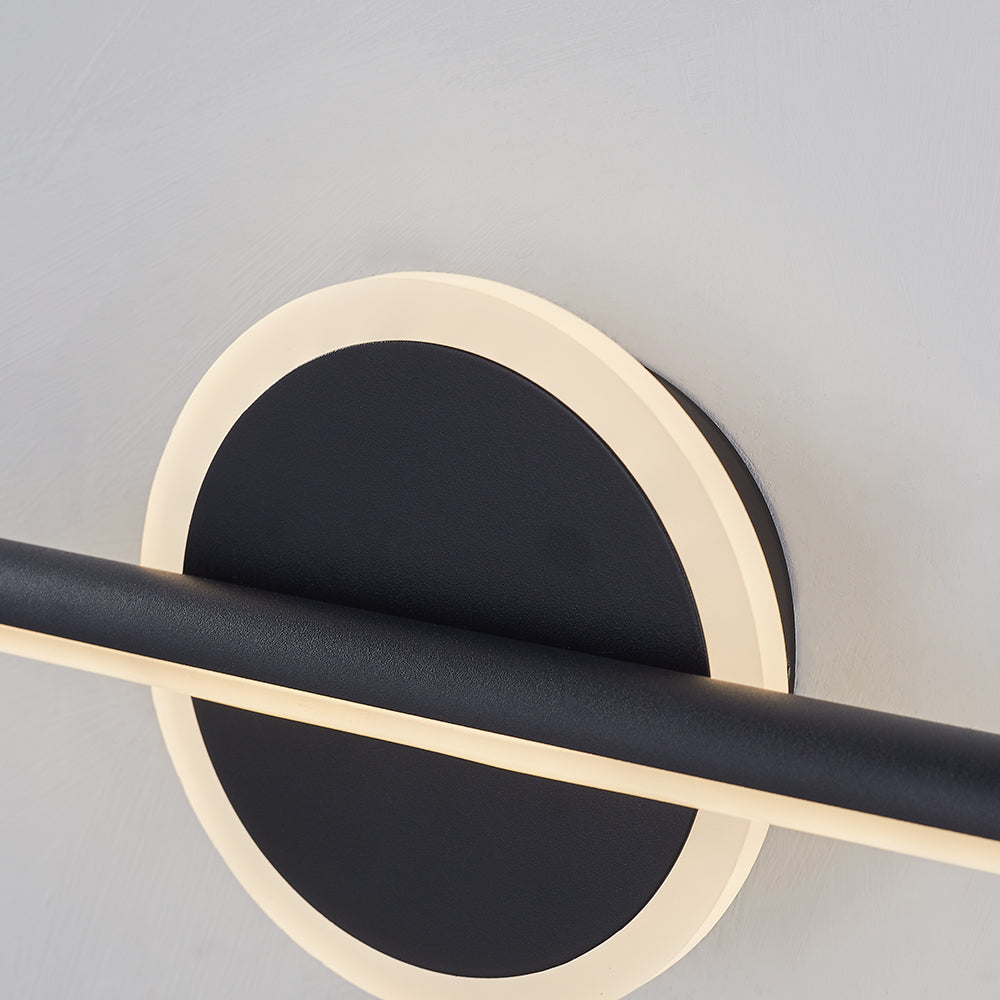 Black Leigh LED Vanity Light, Round Backplate Detail