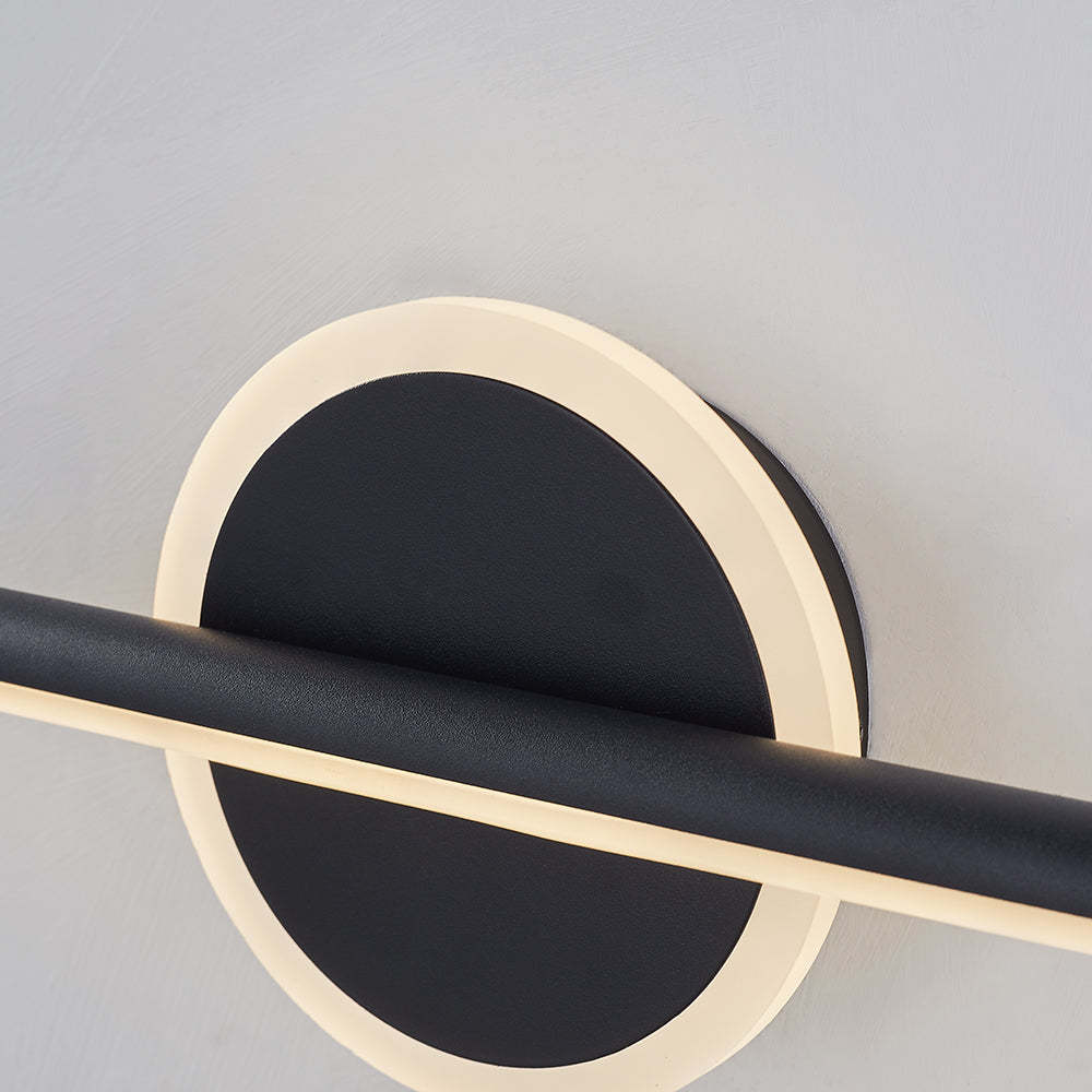 Black Leigh LED Vanity Light, Round Backplate Detail