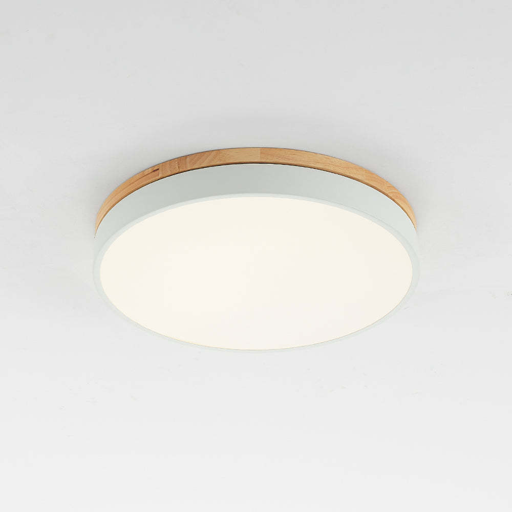 Round Morandi LED Ceiling Light with Wood Accent