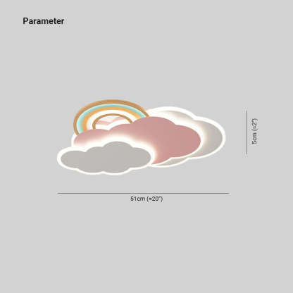 Minori cloud rainbow ceiling light dimensions Minori Modern Cloud Rainbow Metal Acrylic Children Flush Mount Ceiling Light