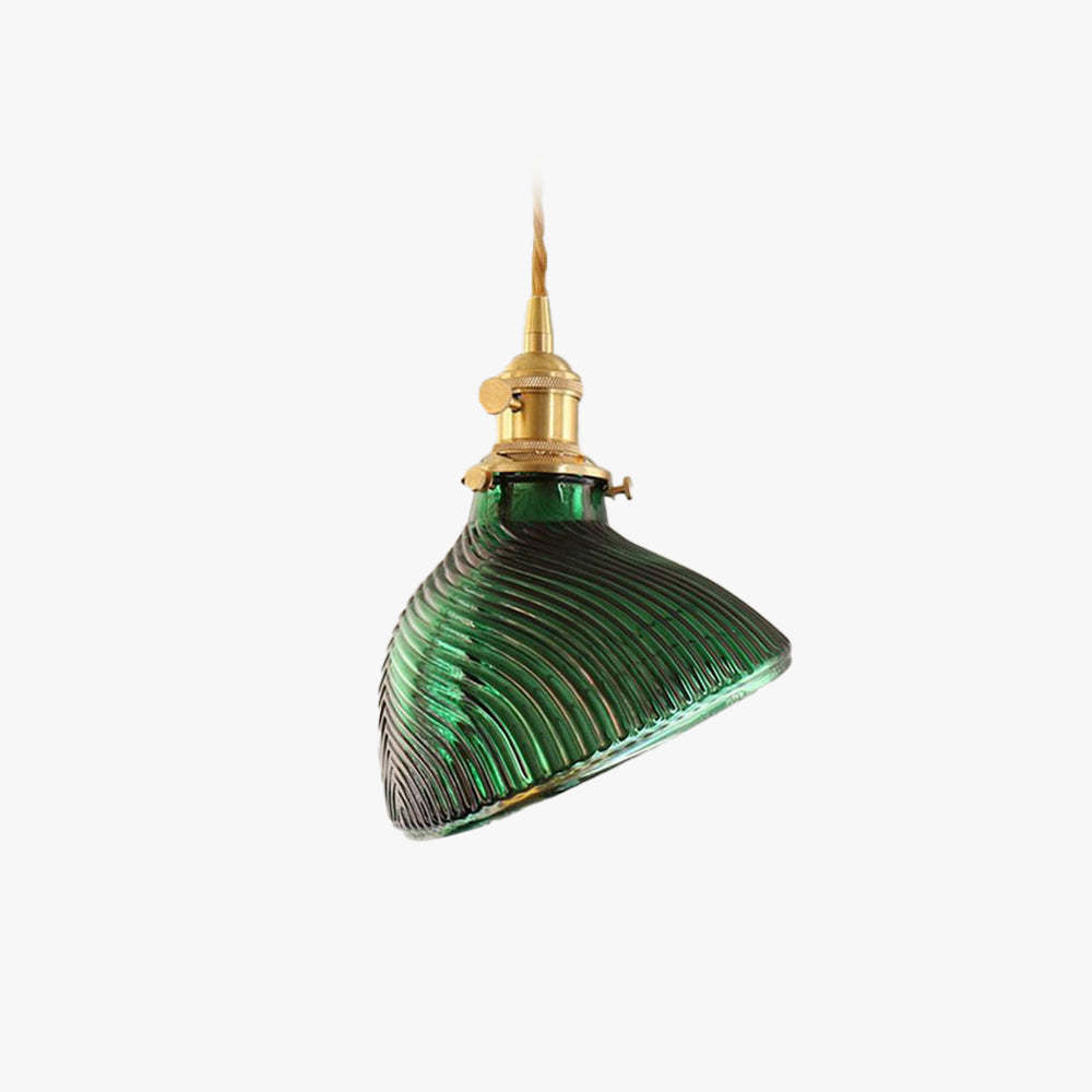Green glass pendant light for dining room
